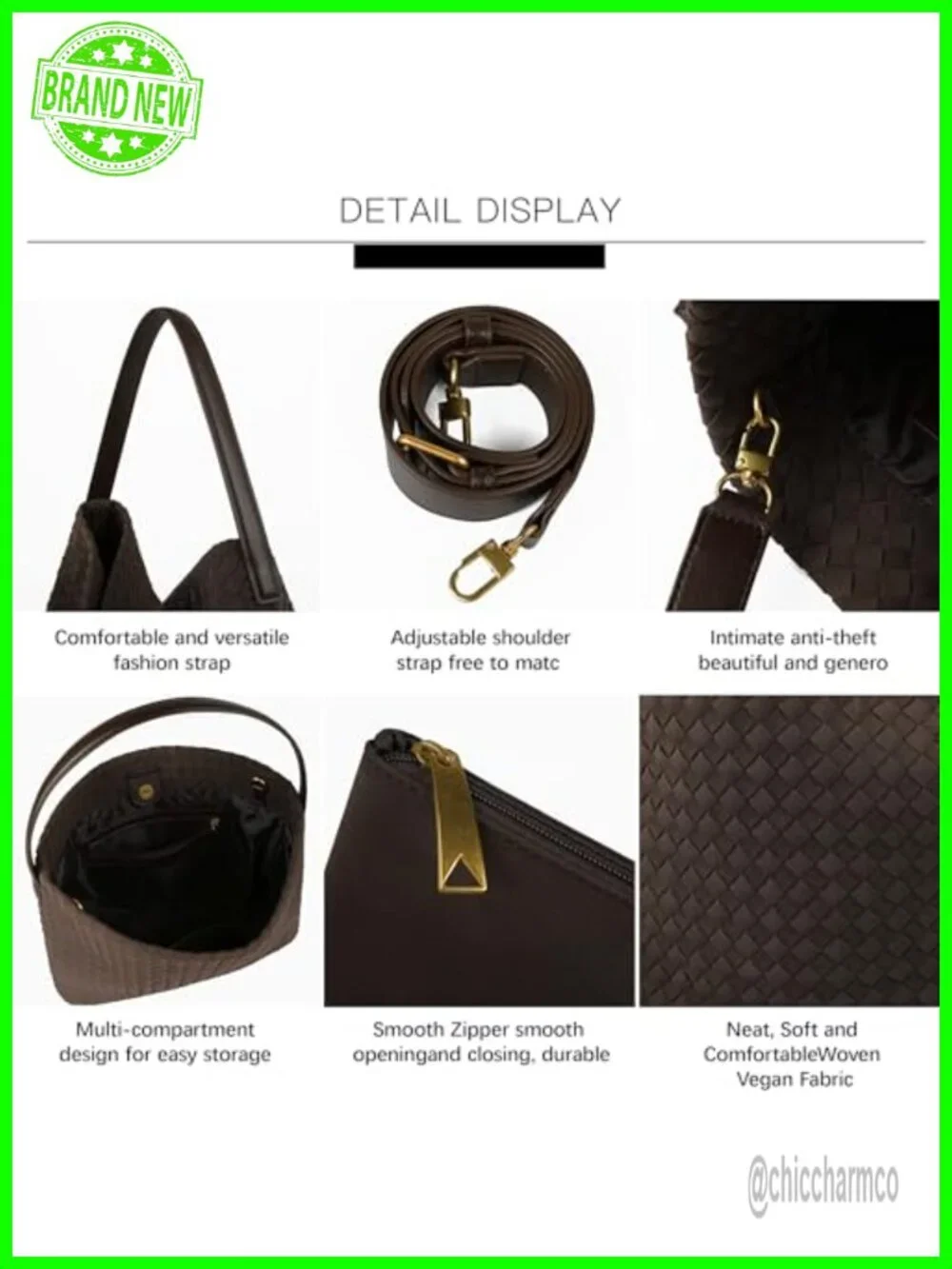 Vegan Leather Suede Woven Hobo Tote Bag with Top Handle Shoulder Strap